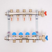 Колл.группа 1'х3/4' нерж 4 вых HKV-D с расходом и термостатич вентилями