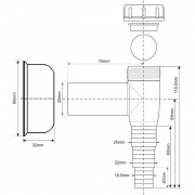 Сифон для подключения слива бытовой техники с обр. клап. и отражателем, выход 32 мм, белый