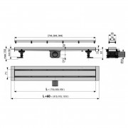 Лоток душевой APZ13-DOUBLE9 750 мм, с решеткой DOUBLE (полная или под плитку), нерж.сталь