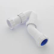 Сифон трубный P/S-образный без выпуска с регулируемой высотой 90-145 мм и углом выхода