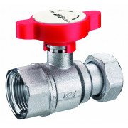 Кран шаровой с возможностью установки термометра, с накидной гайкой ,хромированный 1” ручка красная