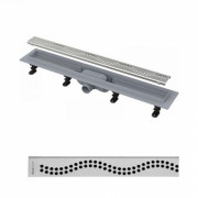 Лоток душевой APZ8 750 мм, с порогами для перф. решетки (с решеткой), нерж.сталь