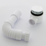 Сифон бутылочный для поддона c раздвиж. L=300-500 мм трубой, высота 65 мм, выход 40/50, хром