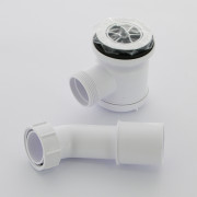 Сифон бутылочный для поддона слив 50-60 мм с пластик. выпуском, высота 92 мм, выход 40/50 мм, хром