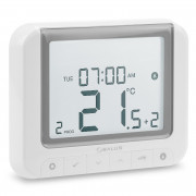 Термостат комнатный, программ. NO/NC/OpenTherm, с дисплеем, 2хАА, белый