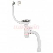 Сифон NEO, нерж. чашка D114 мм 1 1/2 х 40/50, с отв. для быт.техники, круг. и квад. перелив, L800 мм