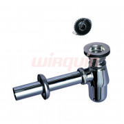 Сифон SL213 1 1/4 x 32 мм с выпуском, отвод с розеткой, пробка с цепочкой, хром