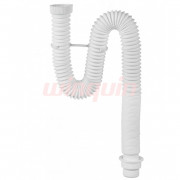 Сифон гофрированный Элит 1 1/2 х 50/40 мм без выпуска, удлинённый L1200 мм, с хомутом жёсткости