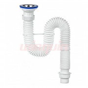 Сифон гофрированный Элит 1 1/2 х 50/40 мм, нерж. чашка D70 мм, L800 мм, с хомутом жёсткости