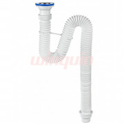 Сифон гофрированный Элит 1 1/2 х 50/40 мм, нерж. чашка D70 мм, удлинён. L1200 мм, с хомутом жёсткост