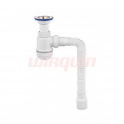 Сифон Мини Элит 1 1/2 х 40 мм с литым выпуском, нерж. чашка D70 мм, гофротруба L800 мм 40 х 40/50 мм