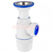 Сифон Элит 1 1/2 х 40 мм с литым выпуском и нерж. чашкой D70 мм 