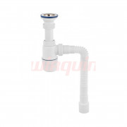 Сифон Элит 1 1/2 х 40 мм с удлинённым вып., нерж. чашка D70 мм, гофротруба L800 мм 40 х 40/50 мм