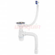 Сифон Элит 1 1/2 х 40 мм, нерж. чашка D114 мм, L300 мм и с гофротрубой L800 мм 40 х 40/50 мм