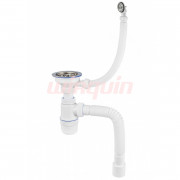 Сифон Элит 1 1/2 х 40 мм, нерж. чашка D114 мм, круг.пер. L300 мм и с гофротрубой L800 мм 40 х 40/50 