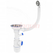 Сифон Элит 1 1/2 х 40 мм, нерж. чашка D114 мм, отводом и с круглым переливом L300 мм