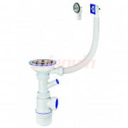 Сифон Элит 1 1/2 х 40 мм, нерж. чашка D114 мм, с отводом, с круглым и прямоугольным переливом L300 м