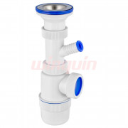 Сифон Элит 1 1/2 х 40 мм, нерж. чашка D70 мм и отводом