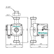 Насос циркуляционный Shinoo Basic 15-6S N 130 с гайками
