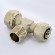 Тройник обж-Н-обж 16 х 1/2' x 16 никелированный 10332N160416