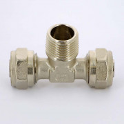 Тройник обж-Н-обж 16 х 1/2' x 16 никелированный 10332N160416